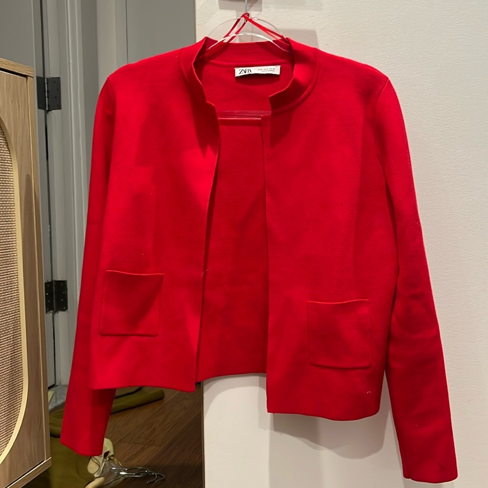 Zara Red Knit Blazer